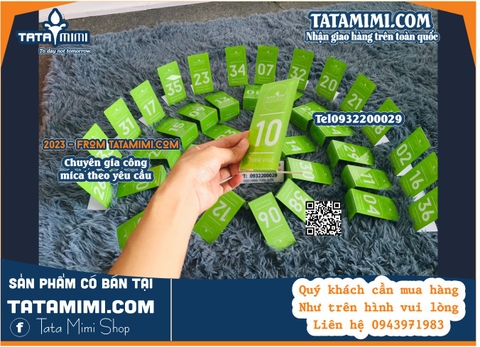 Sản xuất thẻ bàn cà phê bằng mica xanh lá cây