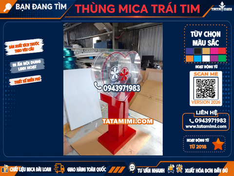 Thùng mica trái tim 1.2 mét
