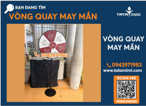 Vòng Quay May Mắn 80cm Cao 1m6 Mica Đen Dán Decal – Gia Công Theo Yêu Cầu
