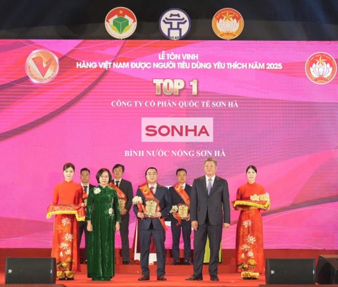 Bình nước nóng Sơn Hà lọt TOP 1 Hàng Việt Nam được người tiêu dùng yêu thích năm 2025