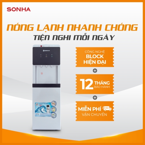 Cây nước nóng lạnh Block Sơn Hà ba vòi, màu đen, có khóa