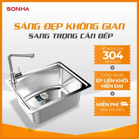 Chậu rửa bát inox cao cấp Sơn Hà 1 hộc - S50
