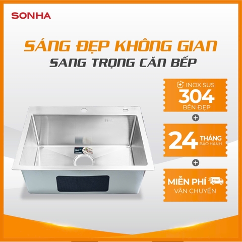 Chậu inox cao cấp Sơn Hà Luxury Handmade 1 hố