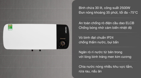 Bình Nóng Lạnh Atlantic 30 lít 2500W Neo Max SWH 30H M-2 833023