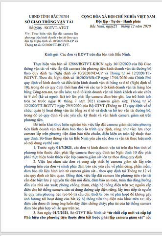 Lắp camera theo nghị định 10 và thông tư 12 cho xe khách, container, đầu kéo tại Bắc Ninh