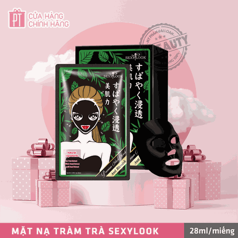 Hộp 5 Miếng Mặt Nạ Sexylook Tràm Trà Kiểm Soát Dầu Và Mụn - Sexylook Tea Tree Anti Blemish Black Facial Mask