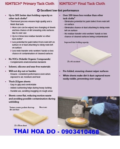 KIMTECH PRIMARY TACK CLOTH 38712 (khăn thấm gom cuộn bụi không chất dính)
