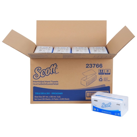SCOTT Interfold 2 Ply 23766 (Giấy lau tay 2 lớp dạng xếp tờ đóng gói rút kéo)