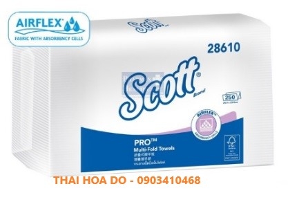 SCOTT  Multi-Fold Towel Airflex 28610-28620 (giấy lau Airflex dạng xếp tờ đóng gói rút kéo)