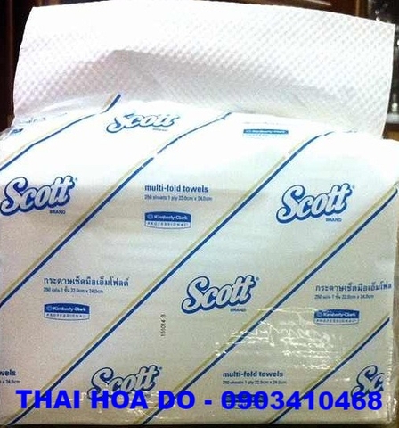 SCOTT Interfold 2 Ply 23754 (Giấy lau tay 2 lớp dạng xếp tờ đóng gói rút kéo )