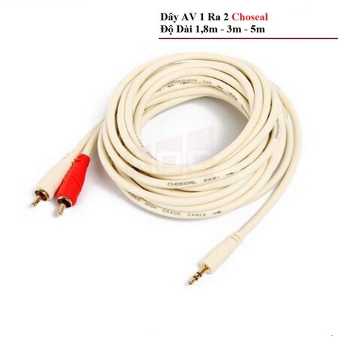 Dây loa 1 đầu 3.5 ra 2 AV CHOSEAL (dây AV ra 3 ly) nhiều kích thước
