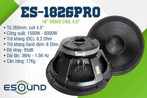 Củ Loa Bass Rời 50 5 Tấc Từ 260 Coil 125, Công Suất 1500w | ES-1826PRO