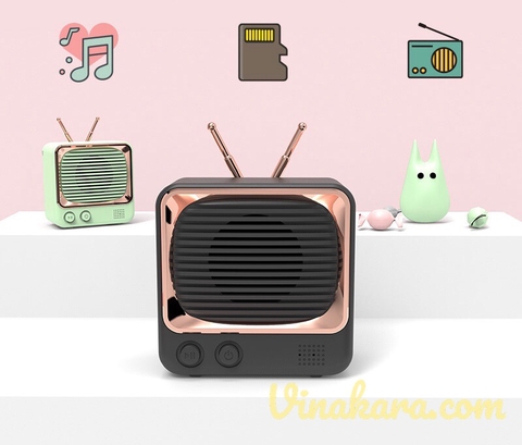 Loa Bluetooth mini Retro Big TV DW02 - Bảo hành 1 Tháng - Hàng nhập khẩu