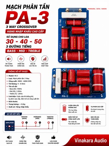 Phân Tần 3 Way PA-3 Full Đôi & Full Đơn Bass 30 – 40 – 50
