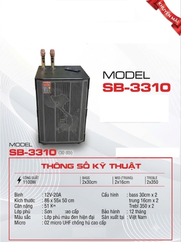 Loa Kéo Bình ADX-3310 Bass 30 Đôi – Công Suất 900W, 2 Bass 30, Âm Thanh Mạnh Mẽ Chuyên Nghiệp