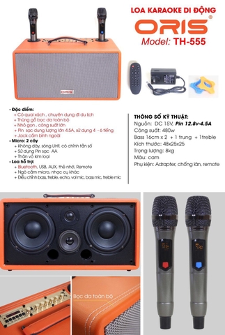 LOA KÉO MINI XÁCH TAY KARAOKE DI ĐỘNG ORIS TH-555