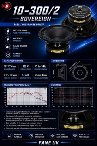 Loa FANE Sovereign 10-300/2 Bass 25 Coil 63 – Loa Mid Bass Công Suất Lớn Chính Hãng