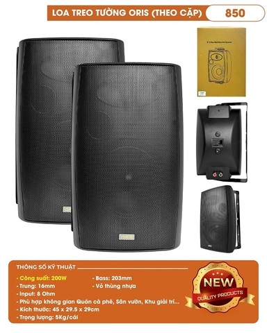 Loa Treo Tường ORIS 850 - Công Suất 200W, Loa Cafe, Phòng Họp, Hội Nghị, Karaoke Gia Đình
