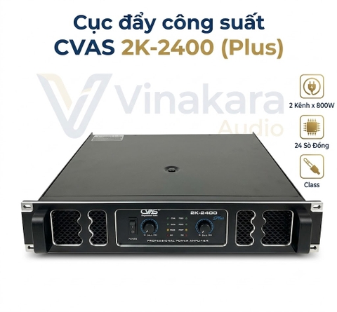 Cục Đẩy Công Suất CVAS 2K-2400 – 24 Sò Công Suất, 800W x 2 Kênh, Hoạt Động Ổn Định