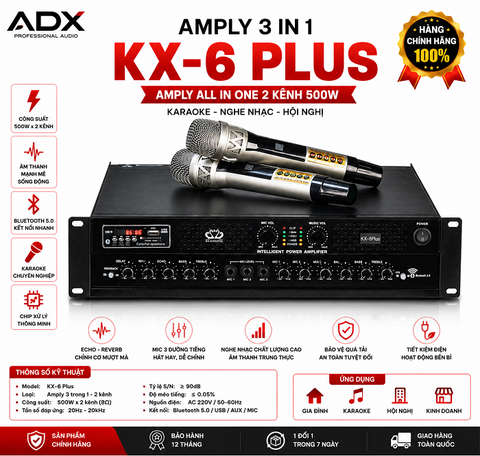Amply 3 in 1 KX-6 Plus – Amply All In One 2 Kênh 500W