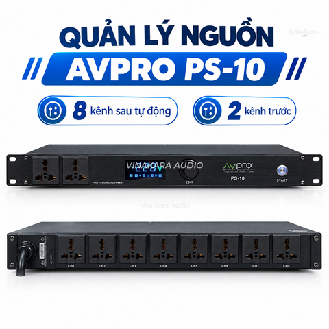 Quản Lý Nguồn Avpro Ps-10, 10 Cổng, Màn Hình Lcd, Chống Sụt Áp, Bảo Vệ Dàn Karaoke