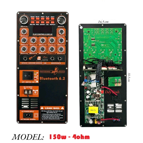 Mạch Board loa kéo công suất 500w, KT 14.5x31.5 cm, SD loa đơn 30-40