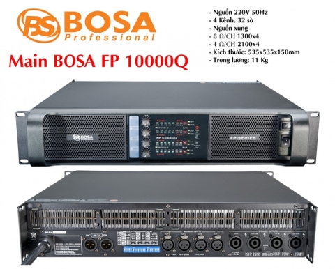 Cục đẩy công suất 4 kênh Bosa FP10000q, 4 KÊNH X 1300W