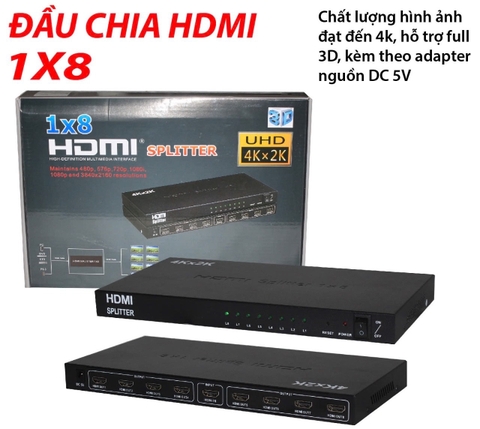 Đầu chia HDMI 1x8 Splitter 4kx2k Full HD 1080P