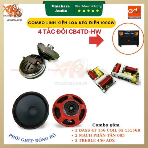 Combo linh kiện loa kéo điện 1000w 4 tấc đôi CB4TD-HW