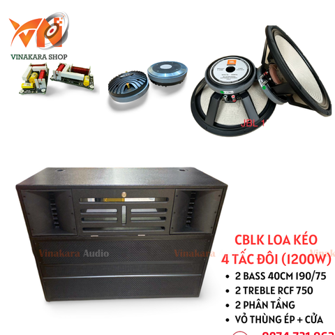 Combo linh kiện loa kéo 4 tấc đôi, 1200w CBLK402