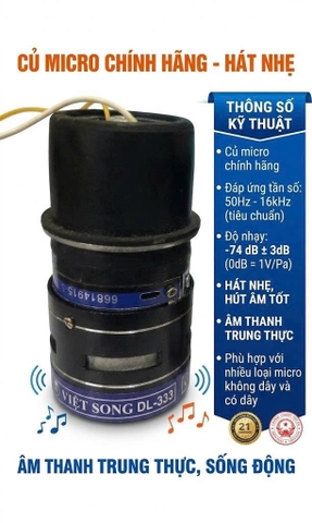 Củ Micro VIỆT SONG DL-333 – Linh Kiện Thay Thế, Bắt Âm Tốt, Hát Nhẹ