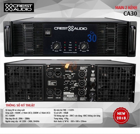 Cục đẩy công suất 2 kênh Crest audio CA30 (60 sò) - chuyên sub công suất lớn