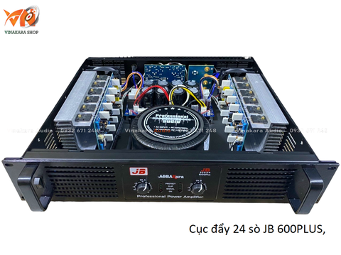 Cục đẩy công suất 2 kênh 24 sò JB 600PLUS, nguồn đồng xuyến, 2 CH x 600w
