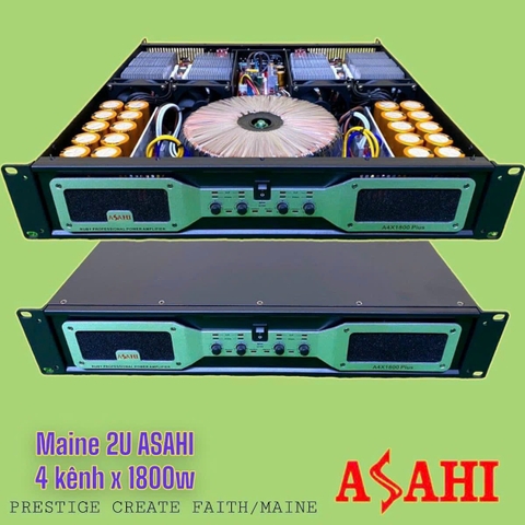 Cục đẩy công suất 4 kênh ASAHI 2U A2x1800Plus, nguồn xuyến, 29kg