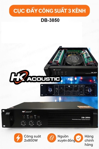 Cục đẩy công suất 3 kênh HKacoustic, 36 sò, DB-3850, 850wx3CH