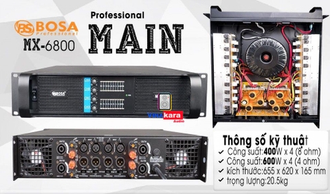 Cục đẩy công suất 4 Kênh Bosa MX6800 (32 sò)