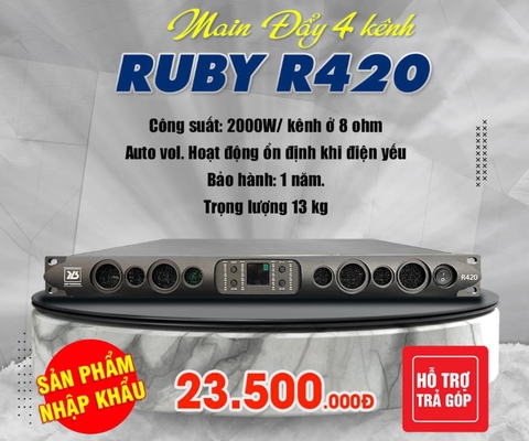 Cục Đẩy Công Suất 4 Kênh Nguồn Xung RUBY R420, 4x2000W 8ohm