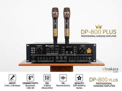 Cục Đẩy Liền Vang DB-800Plus Kèm Micro – Công Suất 500W x 2 Kênh, Giải Pháp Karaoke Tiện Lợi