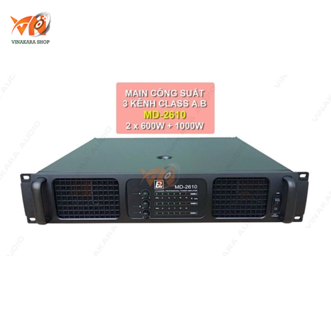 Cục đẩy công suất 3 kênh Shidun  MD-2610, CLASS AB, 2x600+1000w