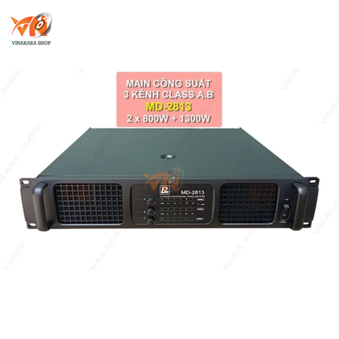 Cục đẩy công suất 3 kênh Shidun MD-2813, CLASS AB, 2x800+1300w