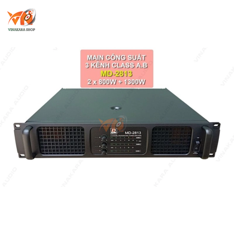 Cục đẩy main công suất Shidun MD-2813, 3 kênh, CLASS AB, 2x800+1300w