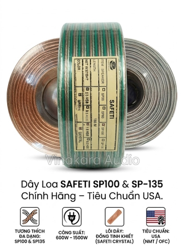 Dây Loa SAFETI SP100 & SP-135 Chính Hãng – Tiêu Chuẩn USA, Truyền Tải Công Suất 600W–1500W