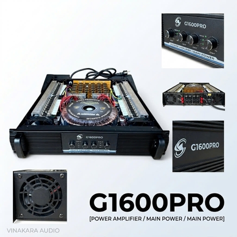 Cục đẩy công suất 4 kênh G1600PRO, 80 sò 25 tụ công suất 1400w