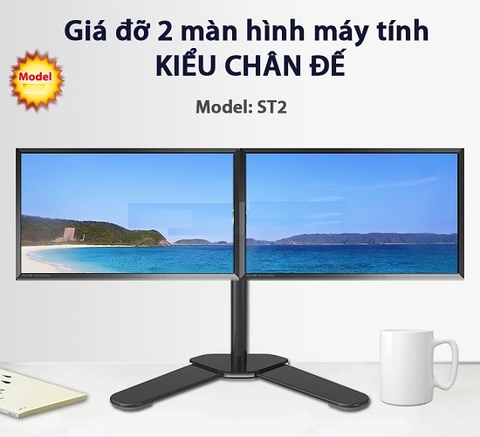 GIÁ TREO NGANG 2 MÀN HÌNH MÁY TÍNH ĐỂ BÀN(15
