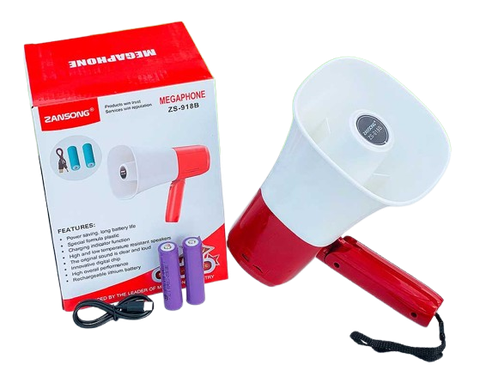 Loa phóng thanh Zansong ZS-918B, công suất 25W ,Kèm 2 pin,Có thu âm