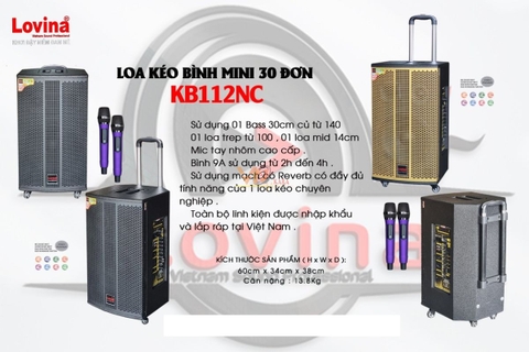 Loa Kéo Bình Mini LOVINA KB112NC (Bass 30cm, 450w)