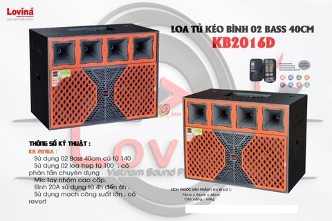 Loa Tủ Kéo Bình KB2016D (2 bass 40cm, 1200w)