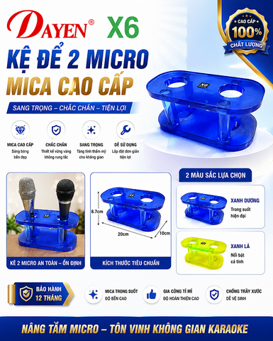 Kệ micro mica trong suốt, đựng 2 micro trang trí, X2, X6