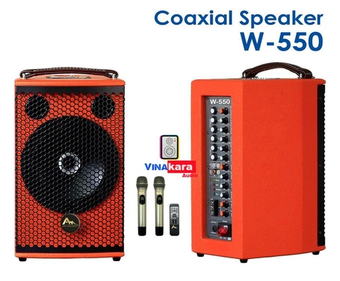 Loa kéo xách tay ANA W-550, loa đồng trục, 2 Micro UHF, 800w