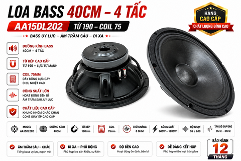 Loa bass 4 tấc, bass 40cm 190 coil 75 AA15DL202